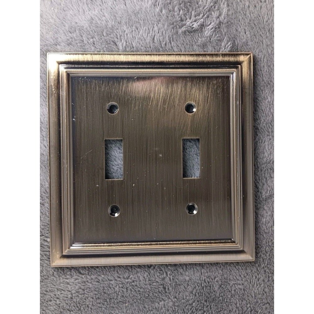 Amerelle Decor Continental Brushed Brass 2 Toggle 94TTBB Switch Plate No Screws
